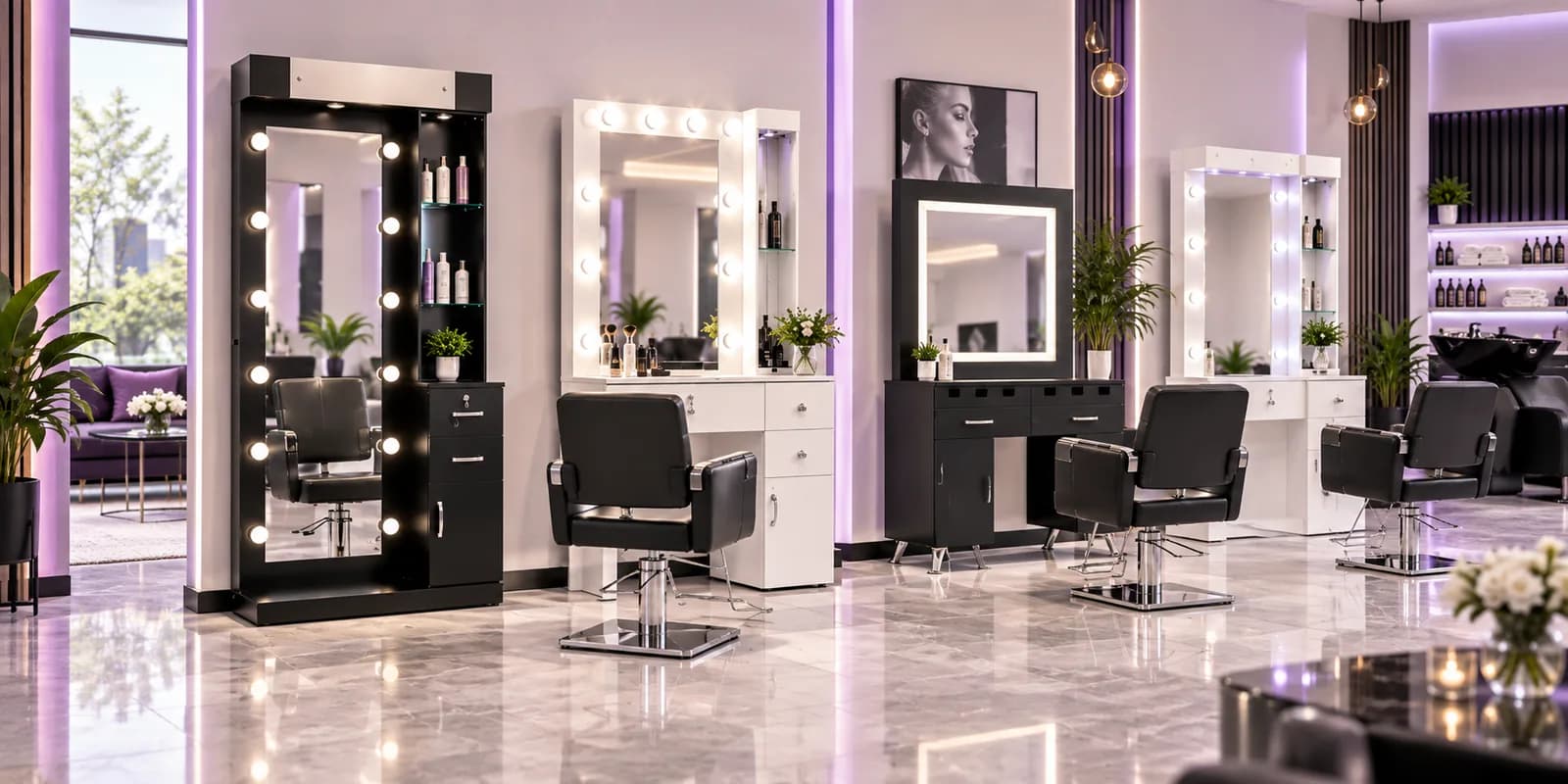 Mobiliario ELESS en barbería profesional para lavacabezas para barbería.