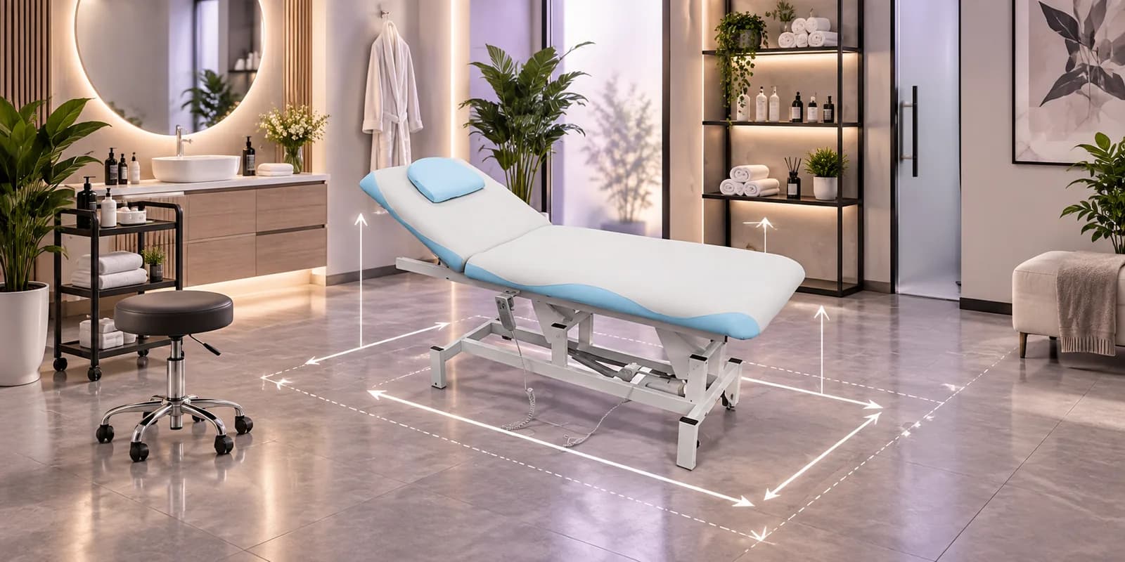 Mobiliario ELESS en salón de belleza para silla de peluquería profesional.
