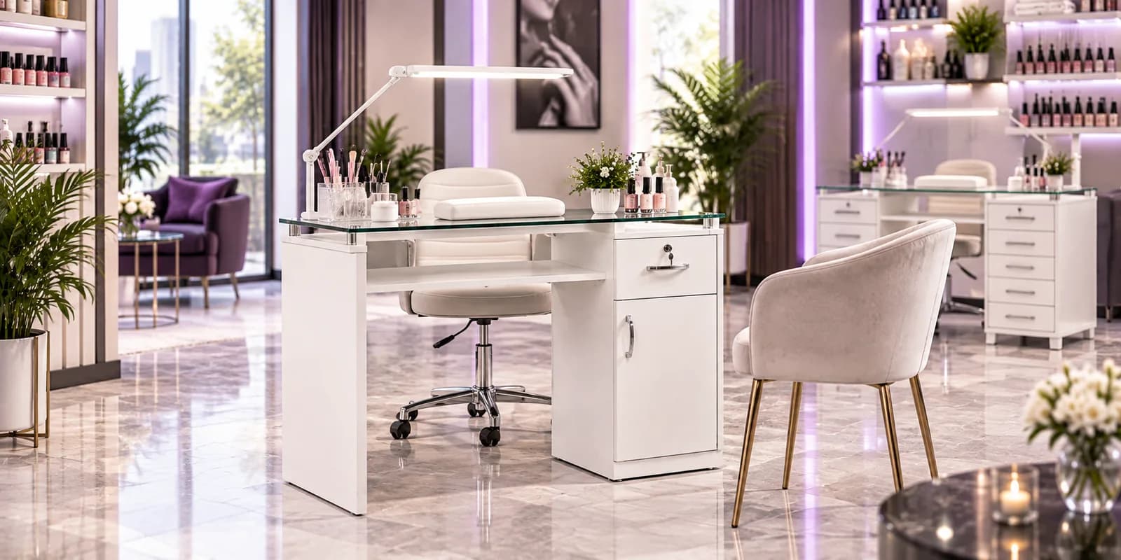 Mobiliario ELESS en salón de belleza para espejo para salón de belleza.
