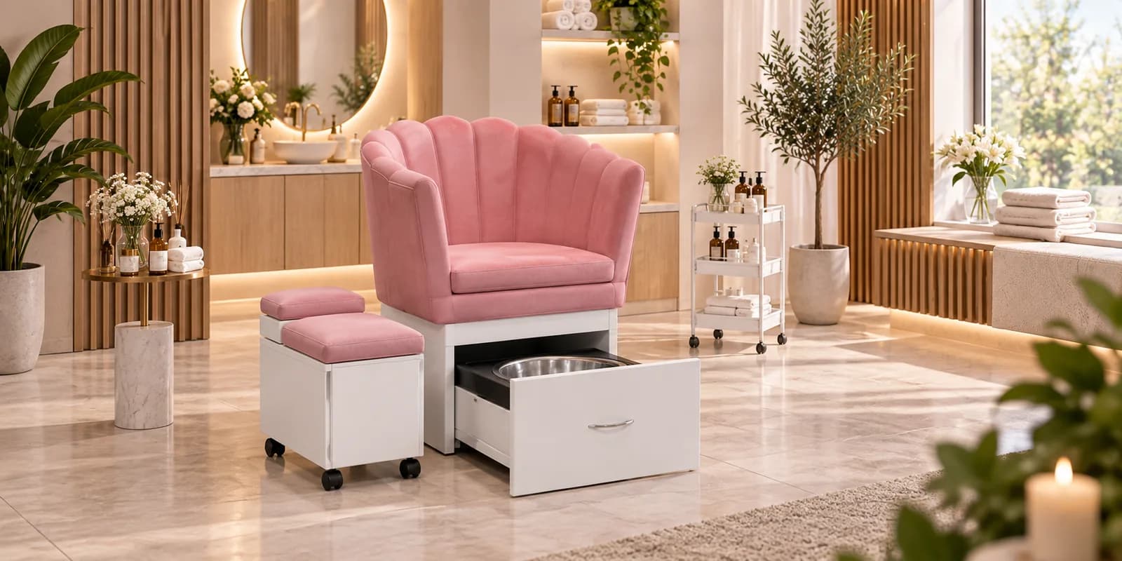 Mobiliario ELESS en salón de belleza para sala de espera salón de belleza.