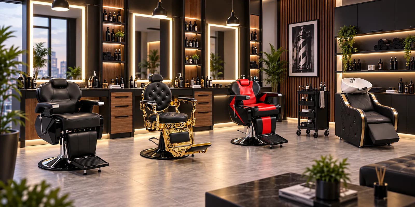 Mobiliario ELESS en barbería profesional para muebles para barbería.