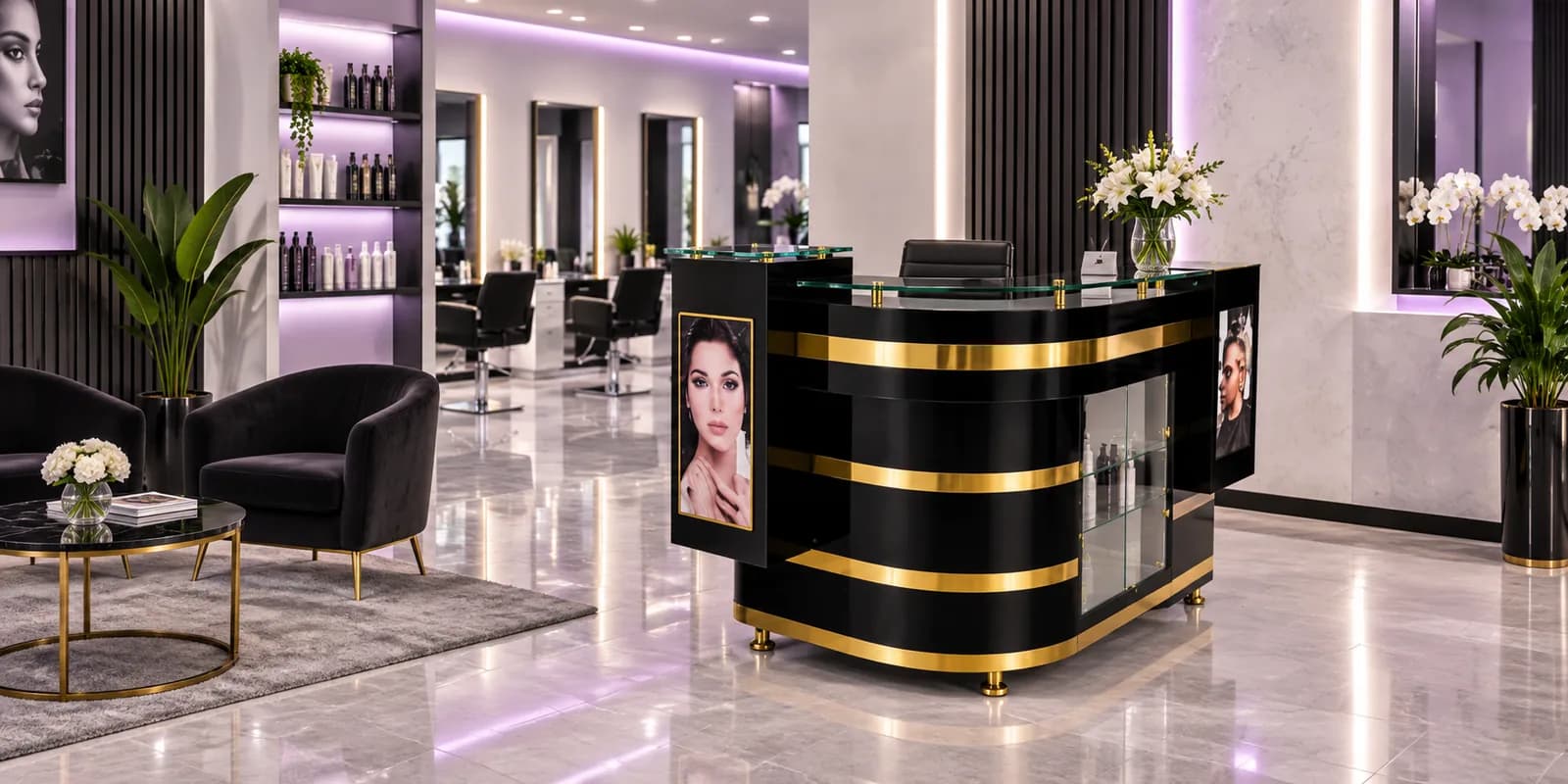 Mobiliario ELESS en barbería profesional para carrito auxiliar barbería.