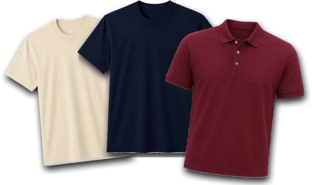 Polos ELESS STYLE beige, azul marino y bordó