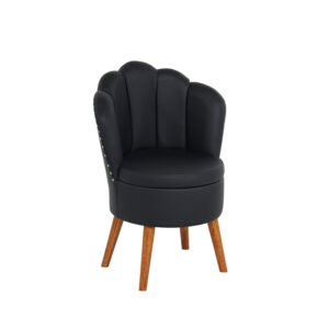 Puff con Respaldo Concha Nereya (Negro/Madera)