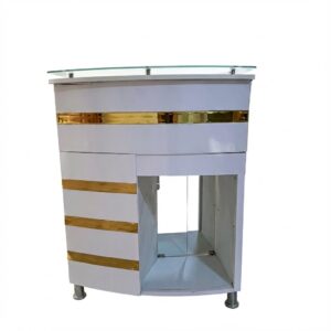 Counter Recepción Elegante Orvian Apartado(Blanco/Dorado)