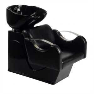 Lavacabeza Negro Ergonomico KENY con poza de cerámica y brazos cromados